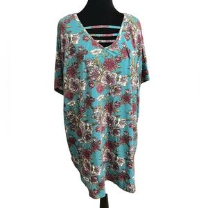 NorthStyle Teal and Burgundy Floral Top xxl